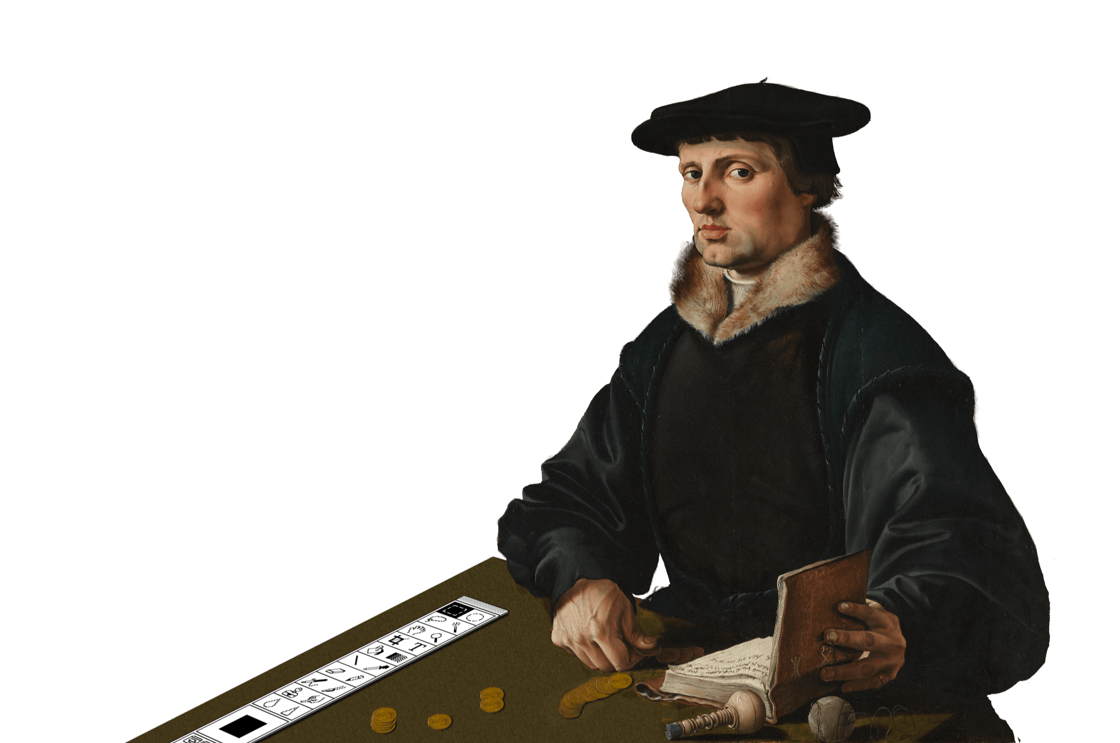 renaissance man with photoshop-toolbar and cash