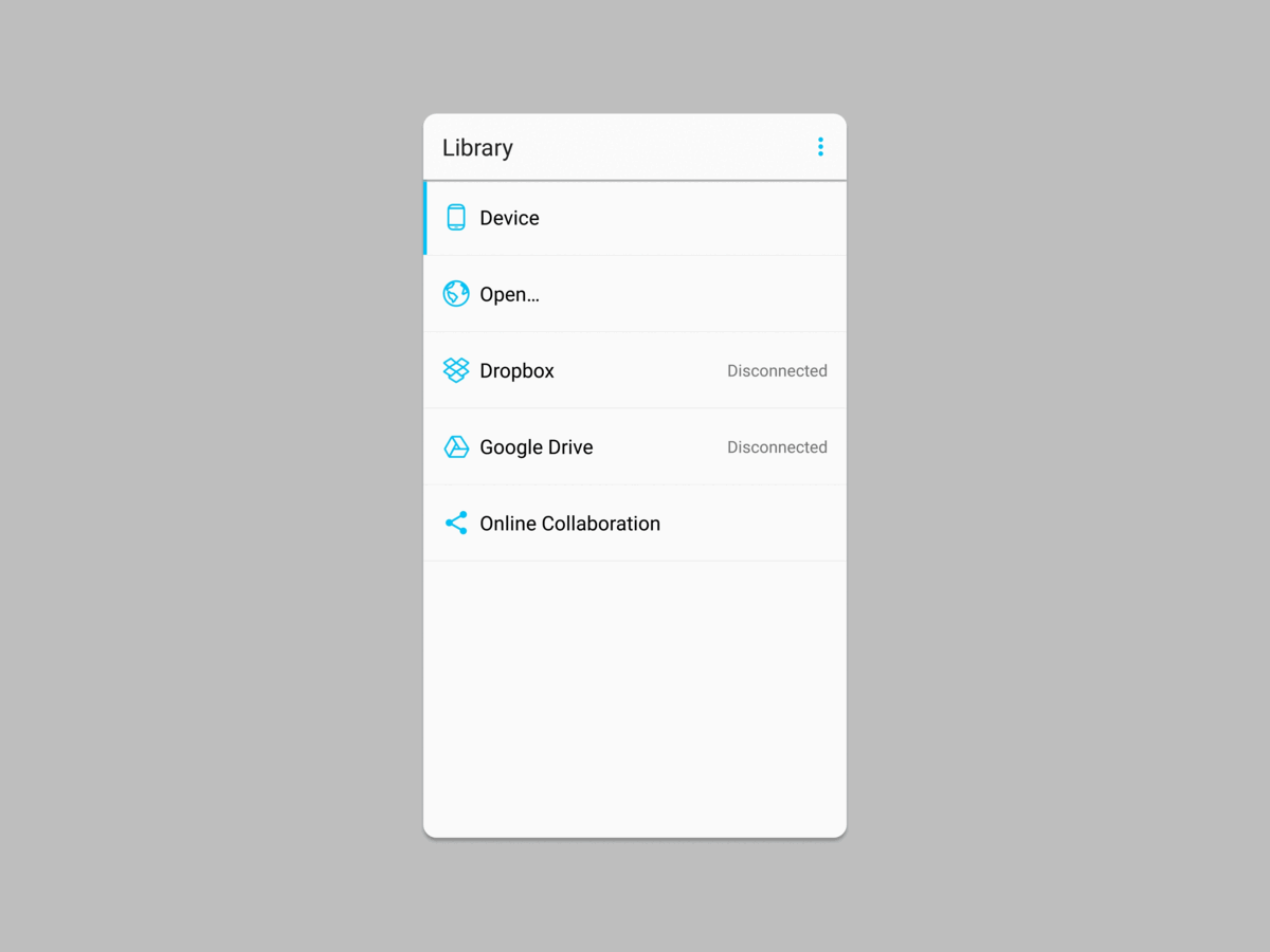 A gif showing how to connect Dropbox from the iA Writer's Library.