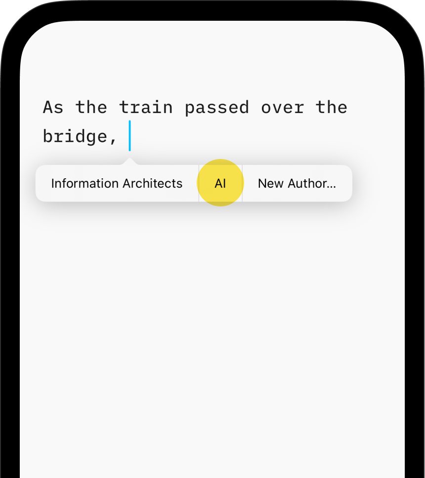 A screenshot of the same pop-up menu, now displaying different entity options for marking the author.