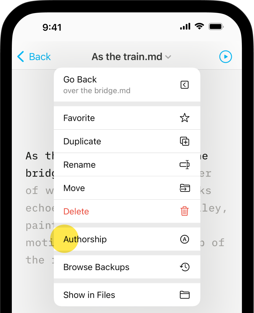 A screenshot of a pop-up menu with the 
